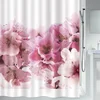 Image de Spirella Douchegordijn Polyester   Anti-Schimmel Douchegordijn met Antibacteriële Coating   Roze Bloemendesign