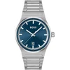 Image de BOSS HB1514076 CANDOR Heren Horloge - Mineraalglas - Staal - Zilverkleurig - 41 mm breed - Quartz - Vouw/Vlindersluiting - 5 ATM (douchen)