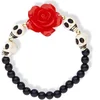 Image de Schedel armband met rode roos