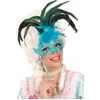 Image de "Masker op stok met grote blauwe veren voor volwassenen - Verkleedmasker - One size"