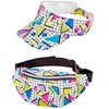 Image de 80's Set Heuptasje en Zonneklep Funky Wit