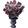 Image de "Bosje rode Halloween rozen met spinnenweb  - Feestdecoratievoorwerp - One size"