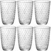 Image de Bormioli Rocco Drinkglazen - 6x stuks - transparant - glas - relief - 390 ml - sap/water/drinkglas