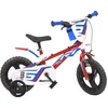 Image de Dino R1 - Kinderfiets 12 Inch - van 2-4 Jaar - met Zijwieltjes - Jongensfiets Rood