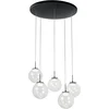 Image de Ariel - Fabas Luce 5-lichts ronde hanglamp - 35W dimbare LED - Transparante ronde plafondrozet d.50cm