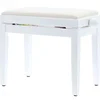 Image de QUIKLOK PB010WH Piano Bank   Verstelbaar 480-570 mm, Fluwelen Zitting, Hoogglans Wit