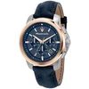 Image de Maserati Successo Horloge - Maserati heren horloge - Blauw - diameter 44 mm - roestvrij staal