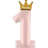 Image de folieballon Roze cijferballon 1   102 cm   voor eerste Princess verjaardag met kroon ( lucht of helium = ok)