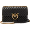 Image de PINKO Schoudertas Love One Classic DC Sheep Nappa Chevron Black - Antique Gold Zwart