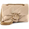 Image de PINKO Leren Schoudertas Love Puff Mini CL Sheep Nappa Beige - Smoke Grey - Antique Gold