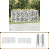 Image de vidaXL Schanskorf 200x50x100 cm - Gegalvaniseerd IJzer Schanskorf - Gabion - Tuinborder - Sierhekwerk - Plantbak