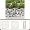 Image de vidaXL Schanskorf gewelfd - 100x30x80/100 cm - Zilver Schanskorf - Tuindecoratie - Geluidisolatie - Gabionmuur - Metalen Hekwerk