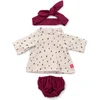 Image de ML Poppen: KLEDIJ SET wit/bordeau voor meisje 38cm, 3-delig, kleedje, broekje  en haarlint, met kleerhanger, 3+