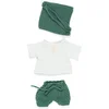 Image de ML Poppen: KLEDIJ SET groen/wit voor jongen 32cm, 3-delig, trui, broekje en  mutsje, met kleerhanger, 3+