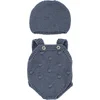 Image de ML Poppen: KLEDIJ SET GEBREID grijsblauw jongen 32cm, 2-delig, body + mutsje, , eco en gerecycleerd, op kleerhanger, 3+