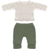 Image de ML Poppen: KLEDIJ SET GEBREID groen/ecru jongen 32cm, 2-delig, trui + broek, eco en gerecycleerd, op kleerhanger, 3+