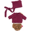 Image de ML Poppen: KLEDIJ SET bordeau/bruin voor jongen 21cm, 3-delig, trui, broekje en  muts, met kleerhanger, 3+