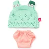 Image de ML Poppen: KLEDIJ SET groen/roos voor meisje 21cm, 2-delig, top en broekje, met  kleerhanger, 3+