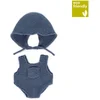 Image de ML Poppen: KRUIPPAKJE GEBREID blauw voor jongen 21cm, eco en gerecycleerd,  2-delig, met mutsje, op kleerhanger, 3+