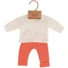 Image de ML Poppen: KLEDIJ SET GEBREID rood/wit voor pop 38cm, eco en gerecycleerd,  2-delig, trui en broek, op kleerhanger, 3+