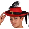 Image de Carnaval verkleed hoed Musketier - rood - middeleeuwen - voor kinderen