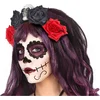 Image de Halloween/horror verkleed diadeem/tiara/bloemen - day of the dead - sugarskull - dia de los muertos