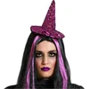Image de Halloween heksenhoed - mini hoedje op diadeem - one size - paars glitter - meisjes/dames
