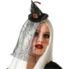 Image de Halloween heksenhoed - mini hoedje op diadeem - one size - zwart - met sluier - meisjes/dames