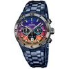 Image de Festina F20709/1 Heren Horloge - Chronograaf - Mineraalglas - Roestvrijstaal/Leer - Blauw - Quartz - Gesp - 10 ATM (zwemmen)