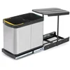 Image de Emuca Recycle Inox 2x12 liter recyclebak voor bodembevestiging en handmatige/automatisch uitschuifbaarheid in keukenblokken, Plastic en Roestvrij staal.