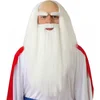 Image de Carnaval verkleed pruik met baard - Tovenaar - lange witte haren en baard