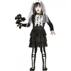 Image de Halloween Skelet bruidsjurk verkleedkleding voor meisjes - zwart - compleet 140/152
