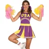 Image de Fiestas Guirca - Volwassenkostuum Cheerleader (paars/geel) L (42-44) - Carnavalskleding - Carnaval - carnavalskleding 2027 - Carnaval kostuum