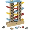 Image de Eurekakids Race Ramp Hout - Racebaan met 7 Slide Auto's - Solide Houten Rollerbaan Garage met 8 Lagen - Racetrack Slide - 41 x 30 cm