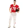 Image de Rugby Speler Rood/Wit Kostuum Victor - Maat M-L