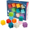 Image de Blokkenset voor Baby - 10 Stuks - Tachan - Rubber Blokken met Textuur - Duurzaam en Veilig - Zacht - Multicolor