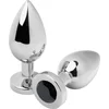 Image de Metalhard - Buttplug - Zilver Met Zwarte Nep-diamant - 7.62x3.3cm