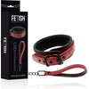 Image de Fetish Submissive Dark Room - Halsband met Leiband - Lederlook - Bordeaux en Zwart