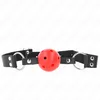 Image de Kink - Breathable Ball 4 Cm Gag With Double Rivet Red 62.5 X 2.5 Cm Adjustable 42-58 Cm