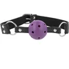 Image de Kink - Breathable Ball 4 Cm Gag With Double Rivet Purple 62.5 X 2.5 Cm Adjustable 42-58 Cm