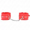 Image de Kink - Premium Fur Lined Wrist Restraints Red With Red Belt Adjustable 17-29 Cm X 6 Cm