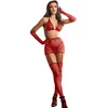 Image de SUBBLIME - 952181 VISNET BODYSTOCKING MET HANDSCHOENEN EN DIAMANTEN ROOD ONE SIZE | LINGERIE | SEXY LINGERIE | EROTISCHE LINGERIESET