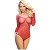 Image de SUBBLIME - 952303 GLANZENDE GRIL BODYSTOCKING MET OFF SHOULDERS LANGE MOUW ROOD ONE SIZE | BODY | EROTISCHE BODY | LINGERIE | SEXY LINGERIE | EROTISCHE LINGERIE