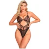 Image de Subblime - 955229 Transparant Bodysuit With Hollow Lace Black L/Xl