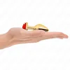 Image de Gouden Anal Plug met Rode Roos Maat S