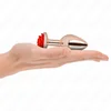 Image de Rose Gold Anal Plug met Rode Roos