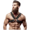 Image de FETISH SUBMISSIVE ATTITUDE - MEN'S CROSS-OVER ECO-LEATHER CHEST HARNESS WITH STUDS | BONDAGE | BDSM | FETISH ACCESSORIES | CHEST HARNESS