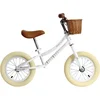 Image de DeQube Loopfiets met Twee Wielen - Wit - Met Retro Mandje - Vanaf 2 Jaar - Inclusief Stickers en Bel - Vintage Design - 12 Inch - Met Handvatten van Leer