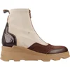 Image de Hispanitas Beige leren enkellaarsjes met sleehak