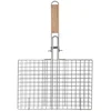 Image de Orion - Metalen Grillmand - 32x49 cm - Houten Handgreep - Chromen Afwerking
